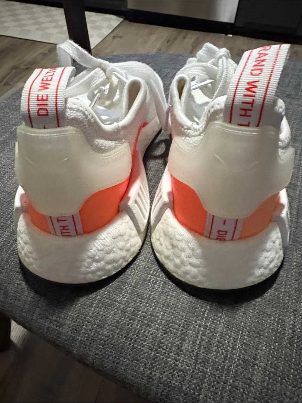 Adidas White & Orange NMD R1 Sneakers - Picture 3 of 4